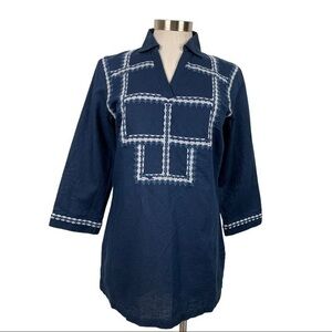 Brooks Brothers‎ Navy 3/4 Sleeve Tunic Top Small